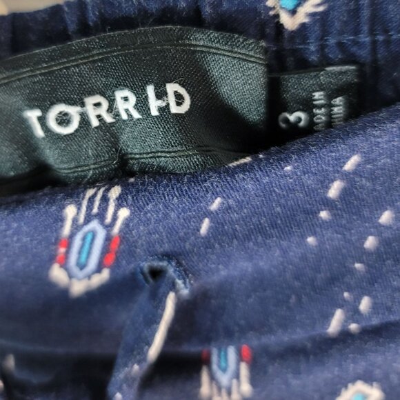 Torrid Arrow Challis Jogger Pant Blue 3X Pull On Pockets Tapered Ruched Lounge - Picture 9 of 11